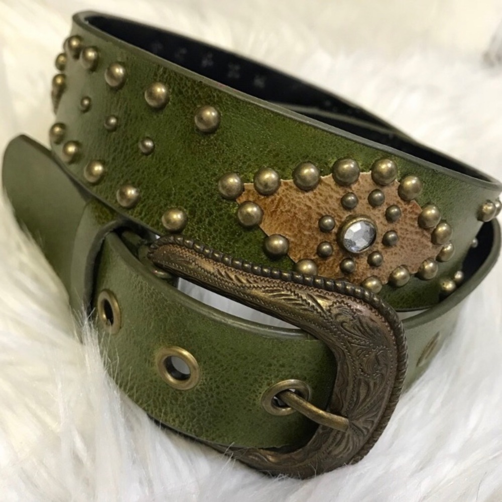 Boho Green Studded Belt